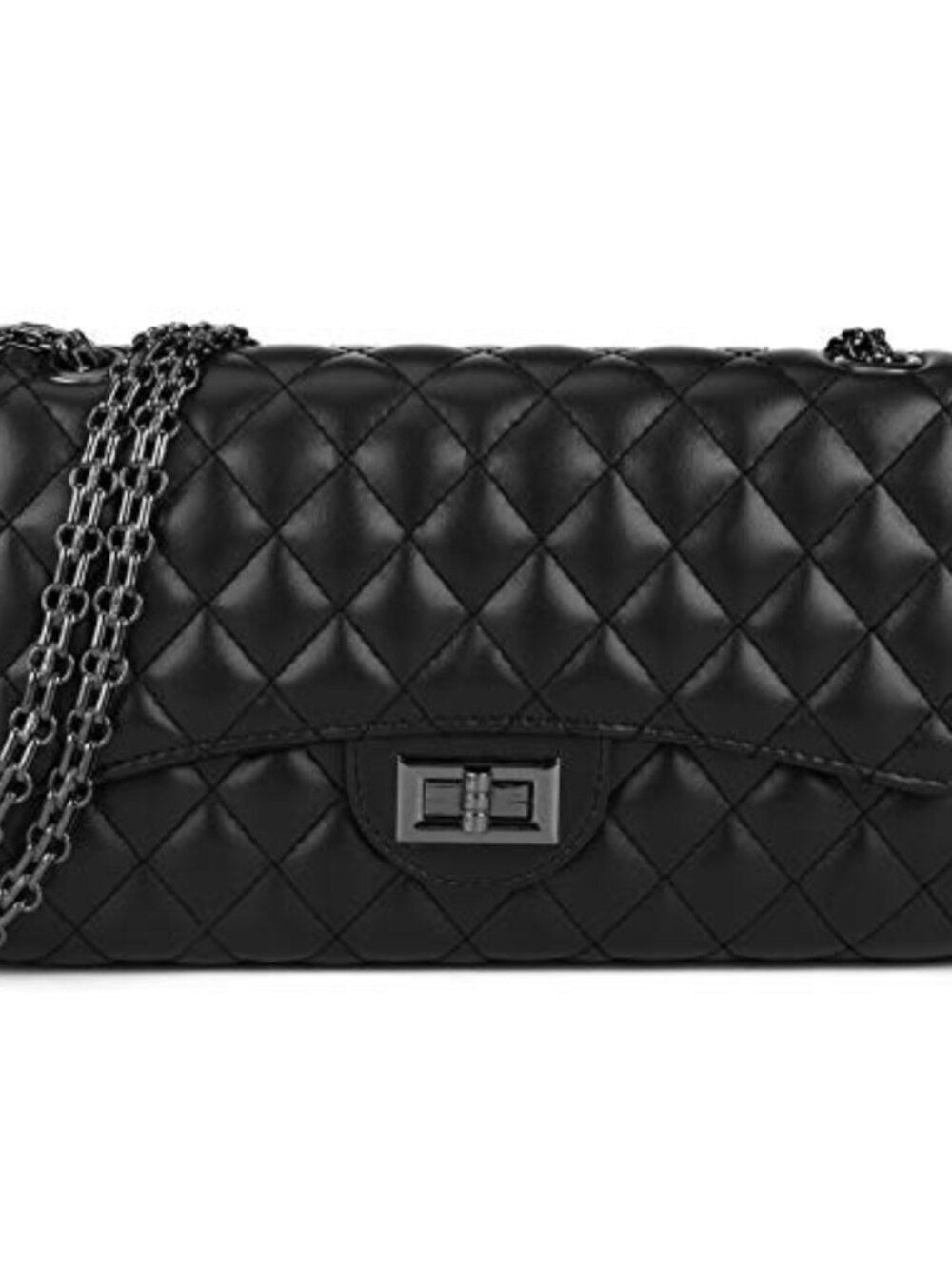Quilted Crossbody Bag with Chain Strap and Zip Pocket